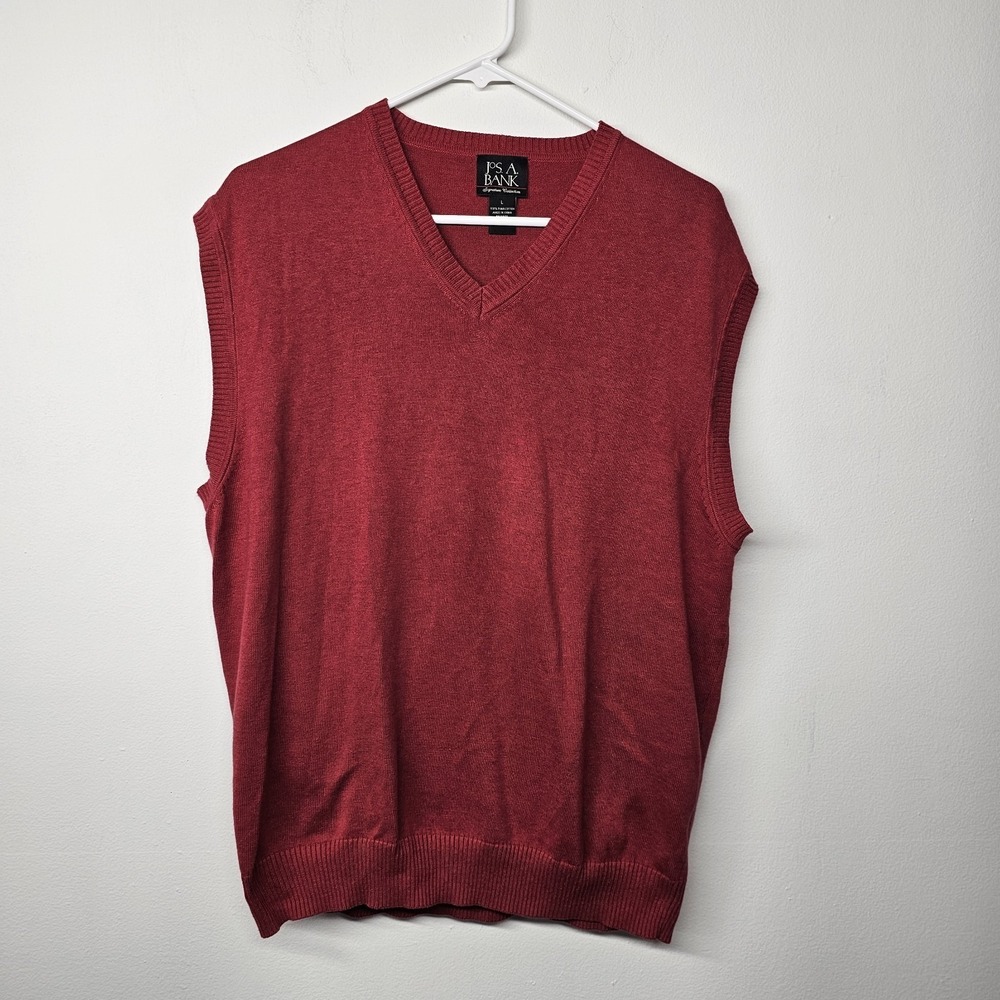 Jos A Bank Signature Collection Large Red Pima Cotton Sweater V-Neck Vest Golf